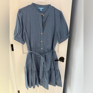 Draper James Blue Striped Midi Dress